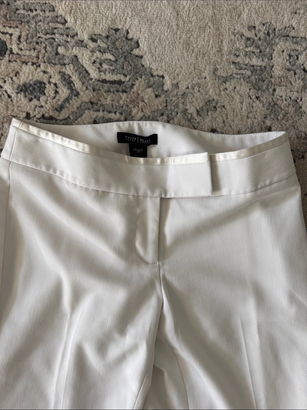 White House Black Market Women's White Legacy Dress Pants Wide Trousers 2R - Picture 2 of 6